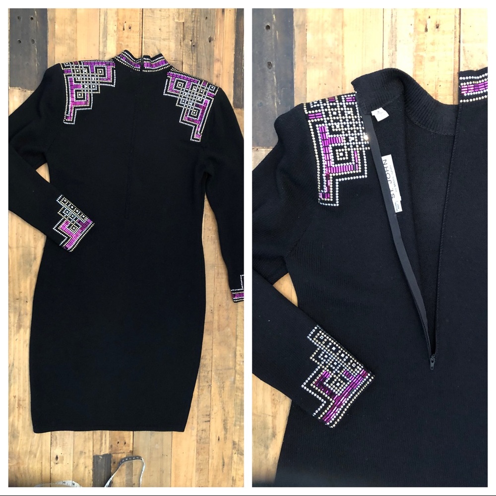 Vintage 80’s St. John knit black dress size 8 - Picture 5 of 5